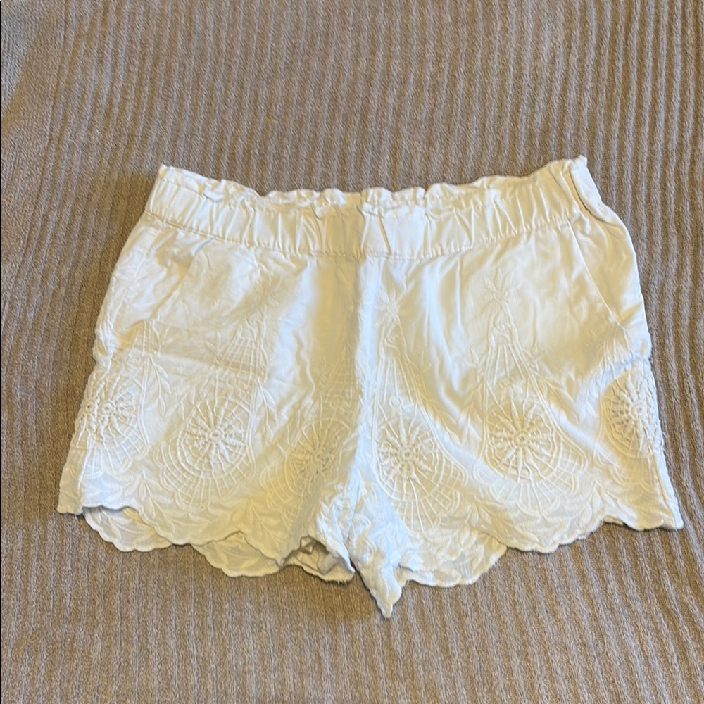 LOFT Cream Ruffled Shorts